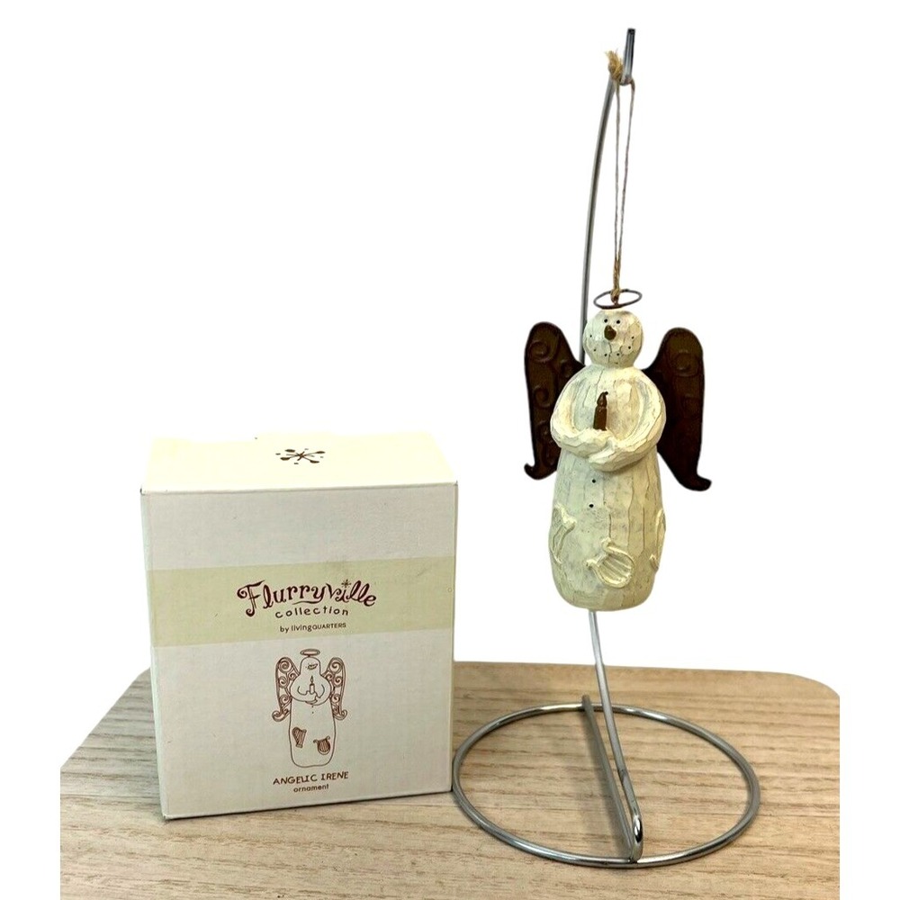 Flurryville‎ Collection ANGELIC IRENE 4" Ornament Snowman Angel Candle W/Box